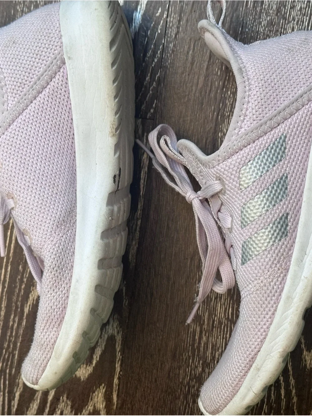adidas Women’s Light Pink Knit Lace-Up Athletic Sneakers